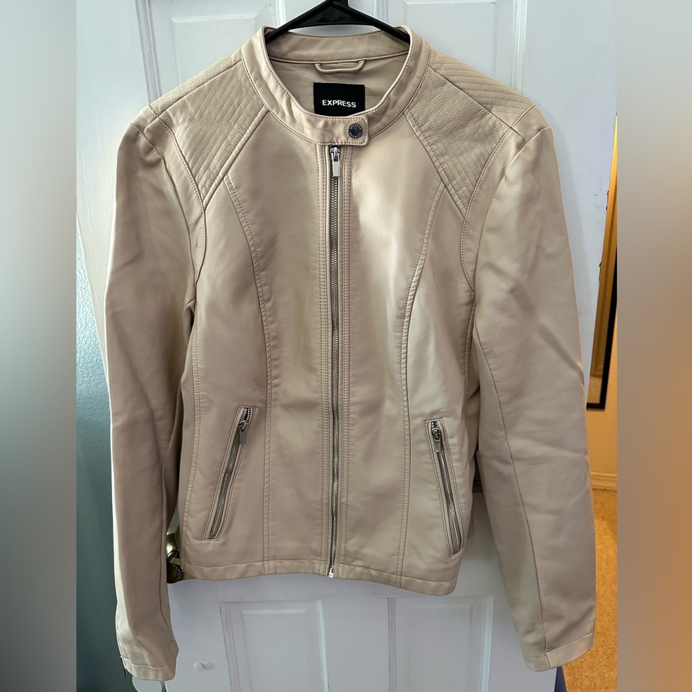 Express Cream Leather Like Jacket